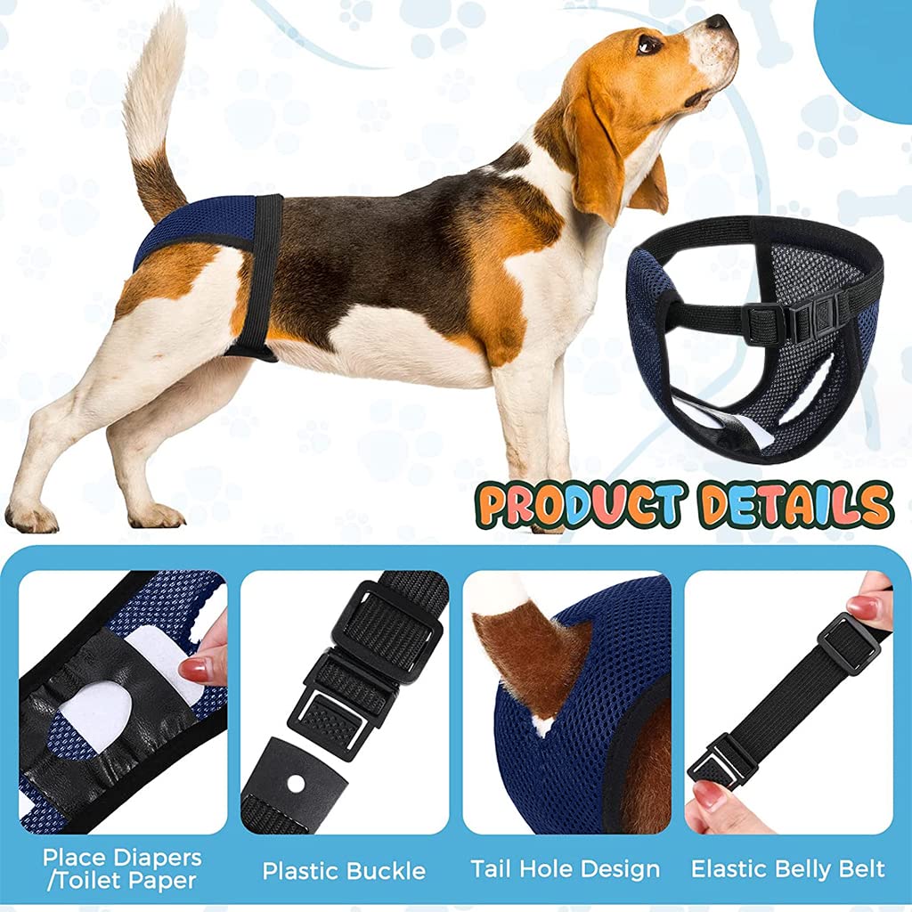 Qpets Female Dog Use Breathable Reusable Female Dogs Diapers with 3 Absorbption Cotton Pad Comfort Reusable Doggy Diapers for Female Dog, Puppy(Blue, XL, Recommended Waist 16''-21'') Qpets Female Dog Use Breathable Reusable Female Dogs Diapers with 3 Absorbption Cotton Pad Comfort Reusable Doggy Diapers for Female Dog, Puppy(Blue, XL, Recommended Waist 16''-21'')